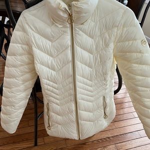 Women's Cream Quilted Puffer Jacket by MICHAEL Michael Kors, Packable